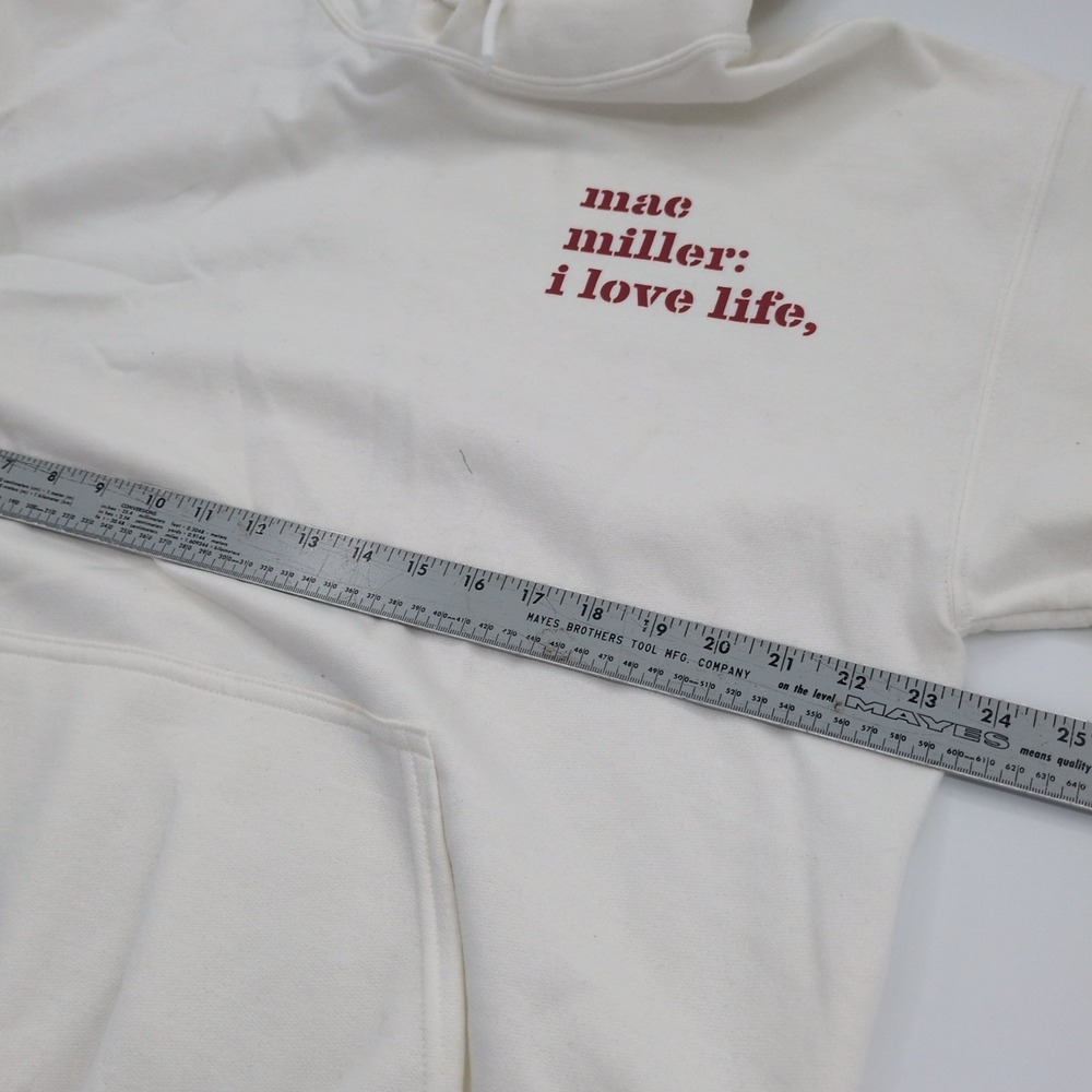 Mac Miller I Love Life Thank You Hoodie Size L Cream White ILLTY Mixtape Merch - Picture 3 of 6